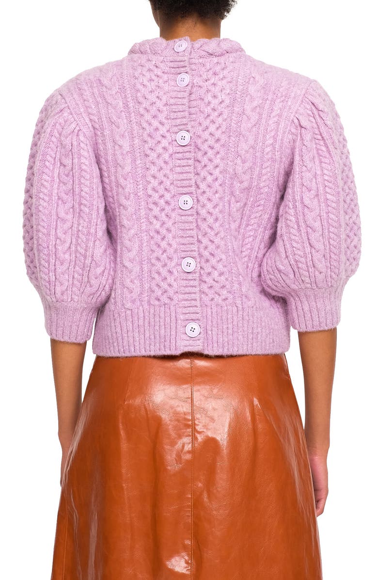 Sea Ebba Puff Sleeve Cable Knit Merino Wool Blend Sweater, Alternate, color, 