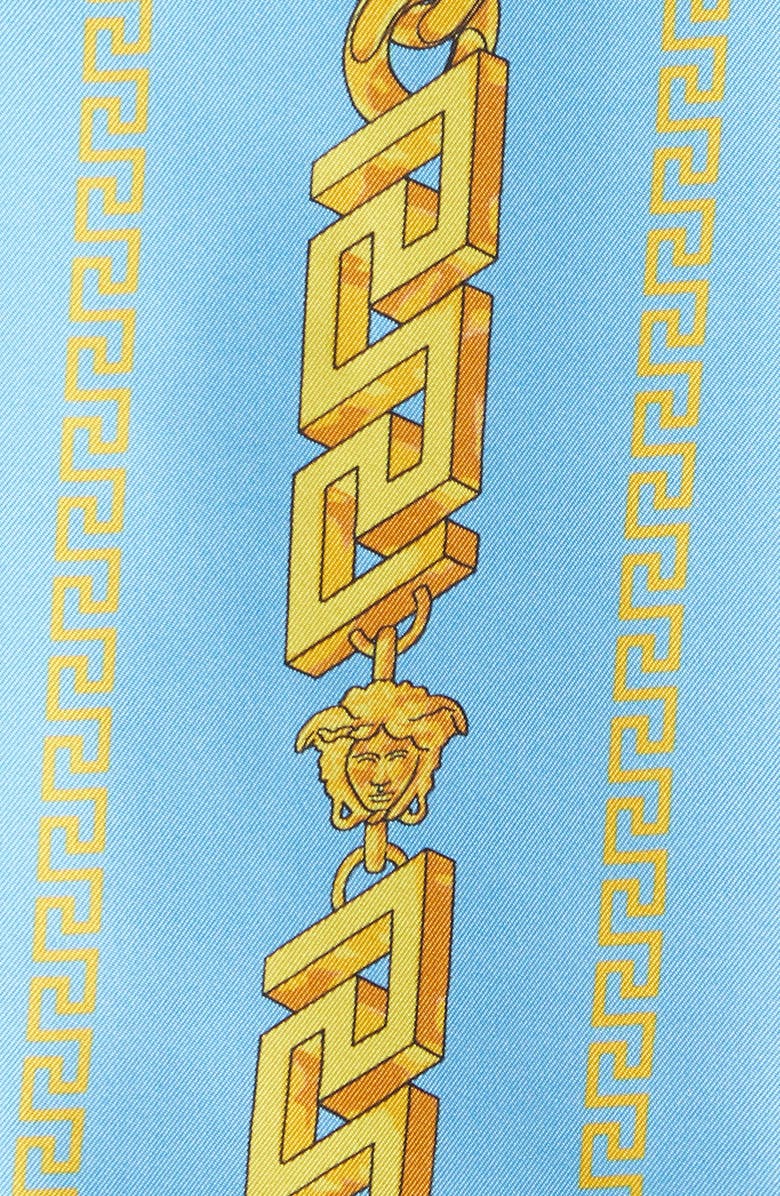 Versace Chain Print Silk Button-Up SHirt, Alternate, color, 