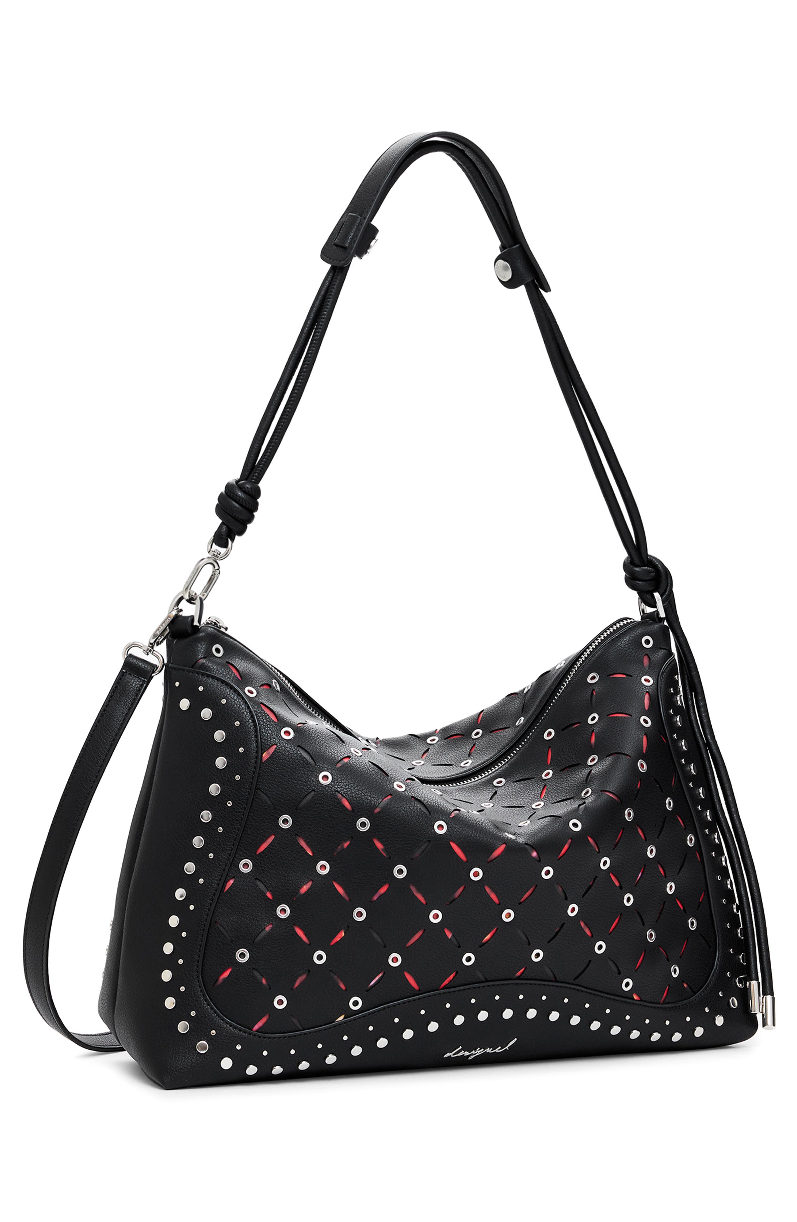 Desigual Faux Leather Shoulder Bag, Alternate, color, Black