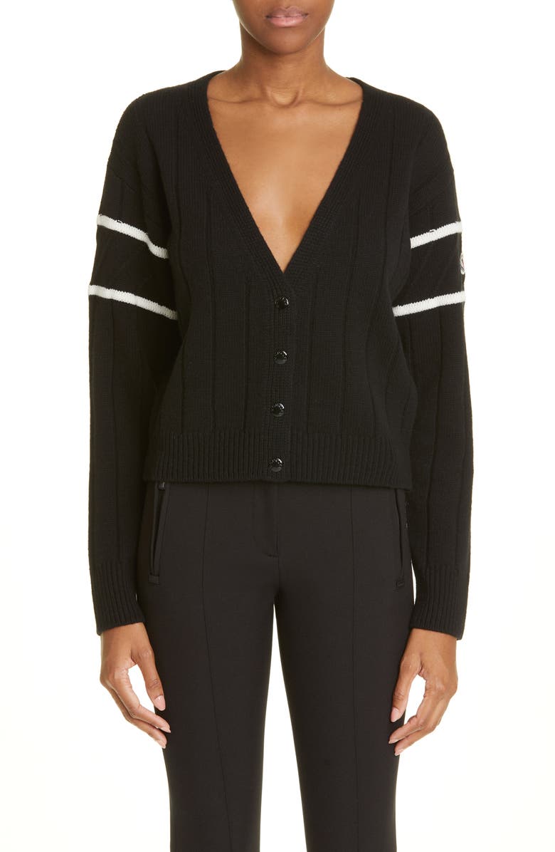Moncler Virgin Wool & Cashmere Crop Cardigan, Main, color, 
