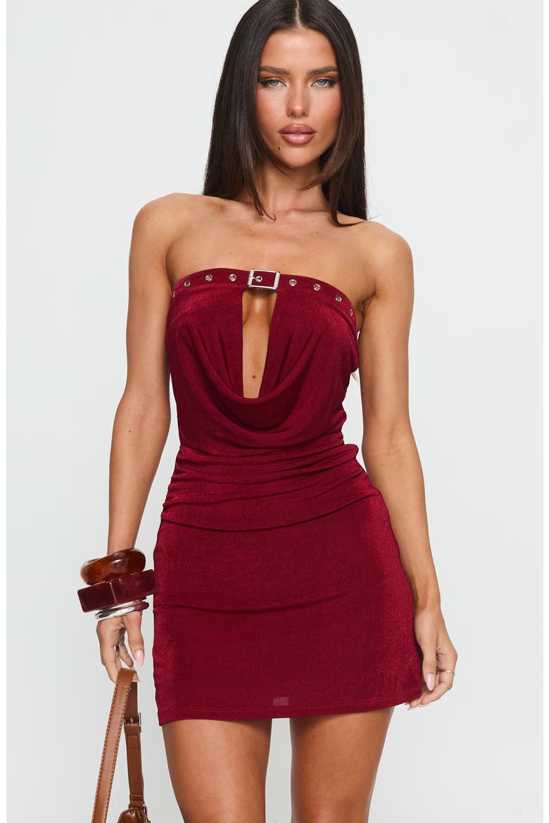 Dream About Me Buckle Strapless Minidress, Alternate, color, RED
