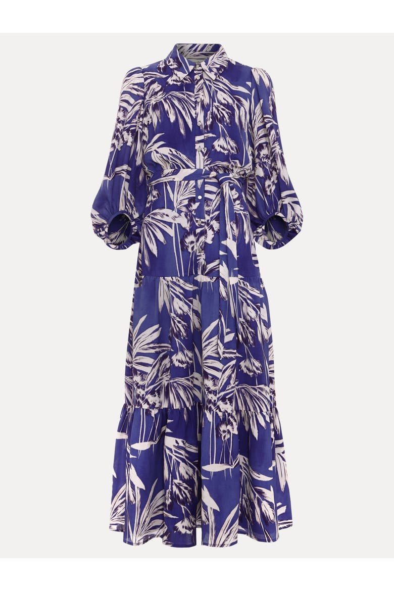 Coralie Print Shirt Midaxi Dress, Alternate, color, Blue