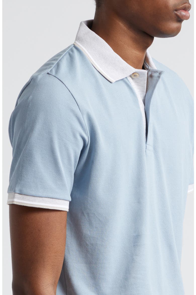 Tipped Piqué Cotton Polo, Alternate, color, BABY BLUE