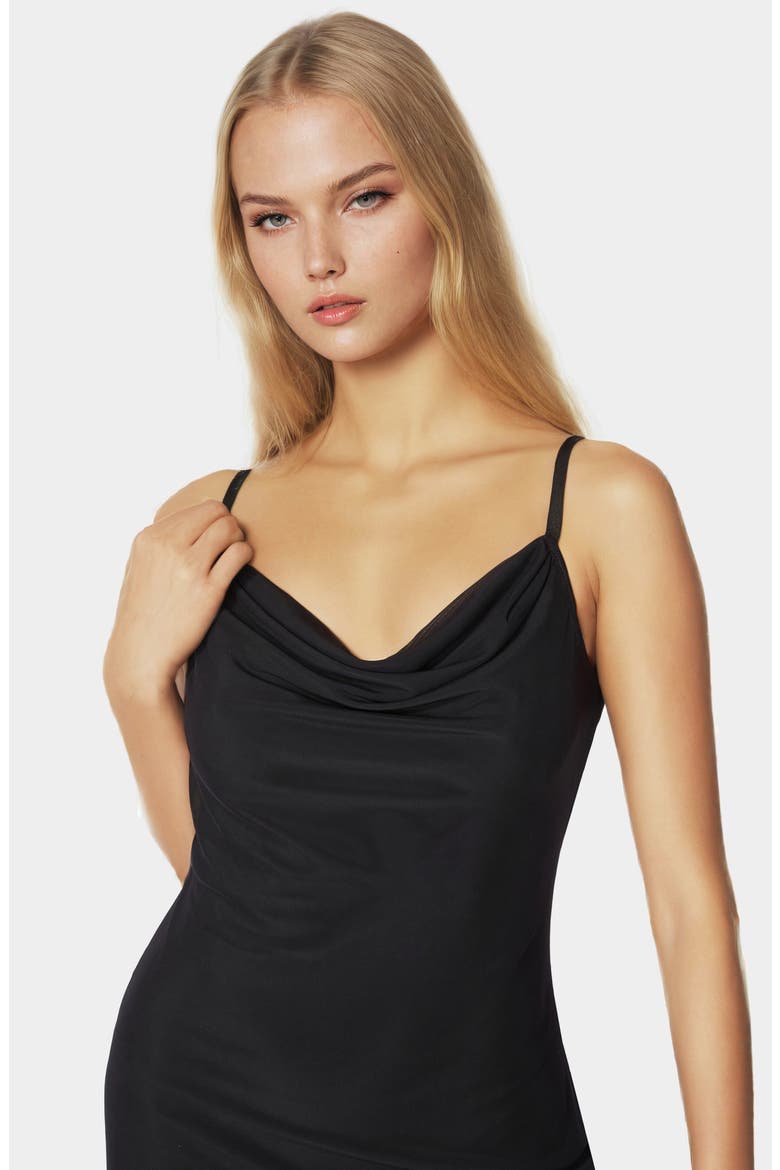 Powermesh Midi Dress, Alternate, color, BLACK