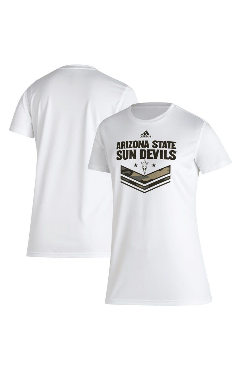 adidas Women's adidas White Arizona State Sun Devils Military Appreciation AEROREADY T-Shirt, Main, color, 