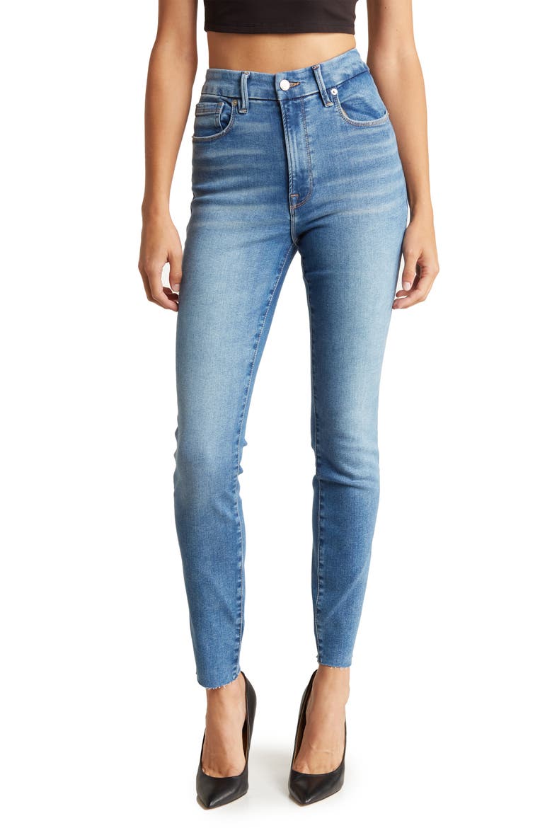 Always Fits Good Waist Raw Hem High Waist Skinny Jeans, Main, color, INDIGO324