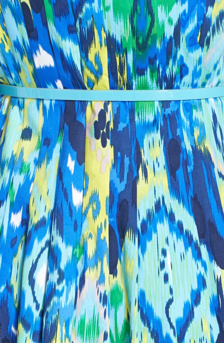 Ellen Tracy Belted Print Cotton Fit & Flare Dress, Alternate, color, 