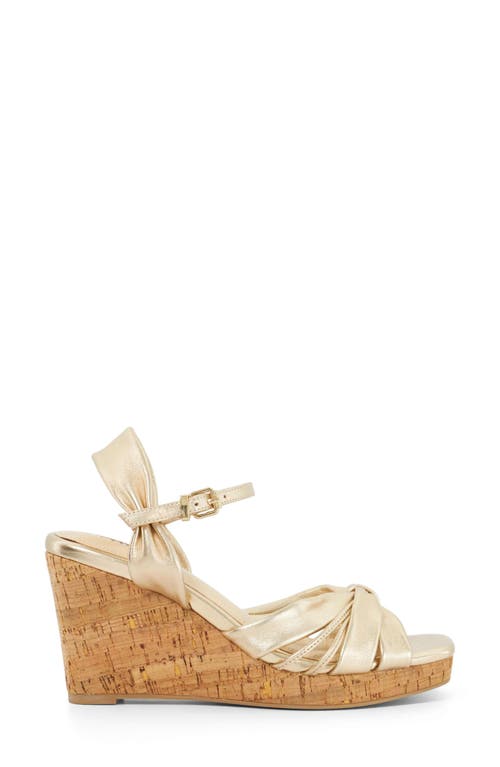 Dune London Kander Ankle Strap Platform Wedge Sandal In Gold