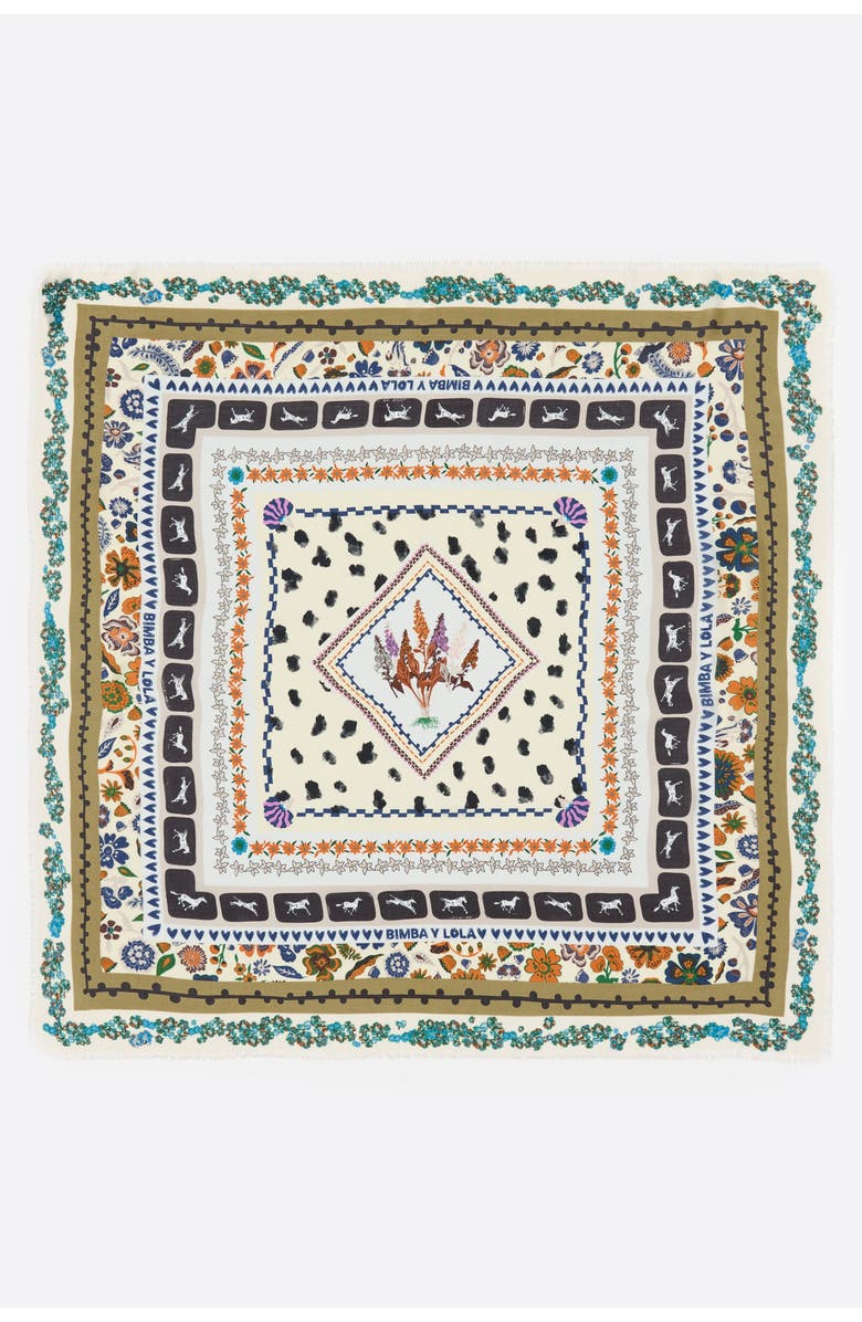 Bimba y Lola Graphic Floral Print Scarf, Main, color, Vanilla