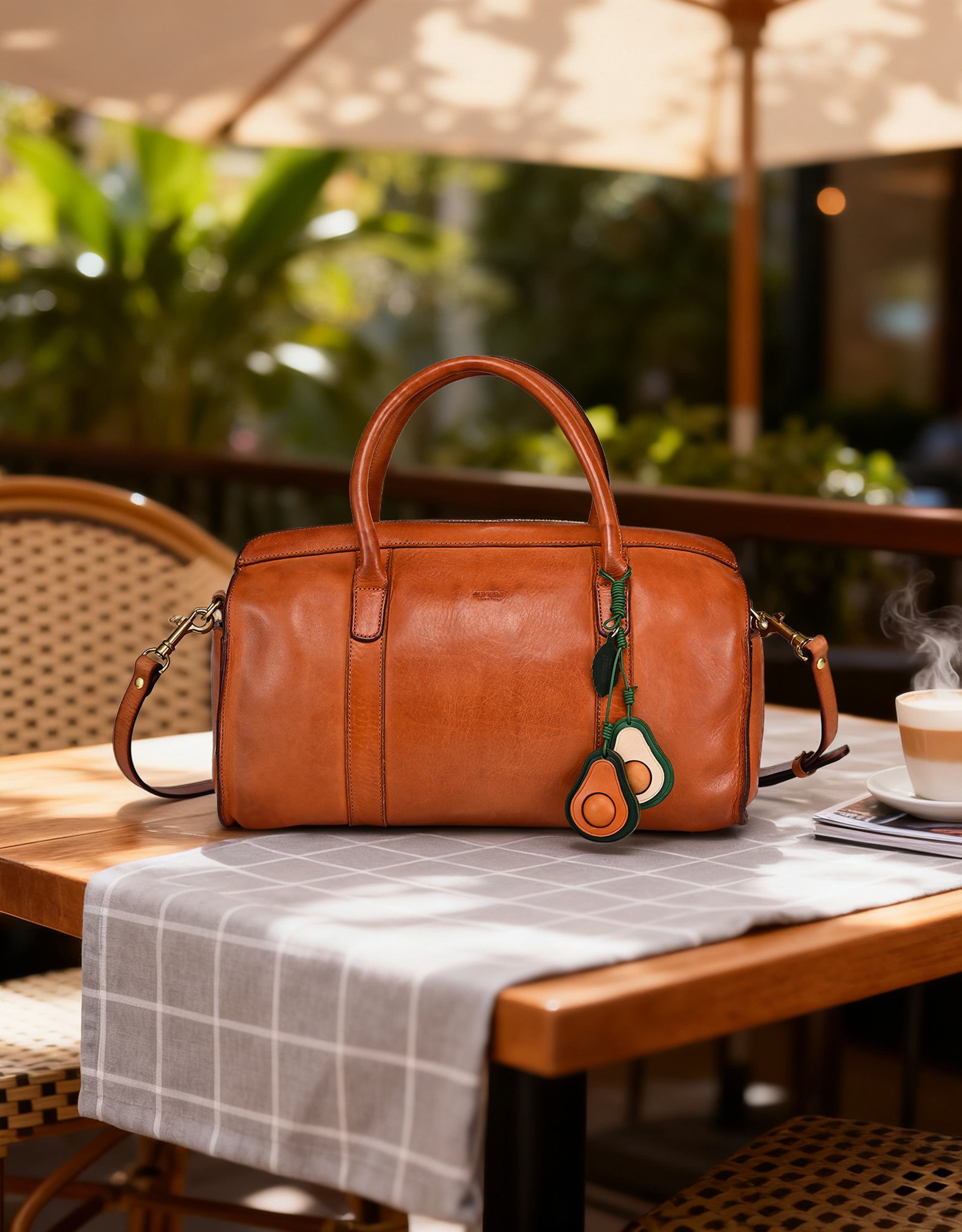 OLD TREND Avo Genuine Leather Botanical Fruit Charm, Alternate, color, Caramel & Beige