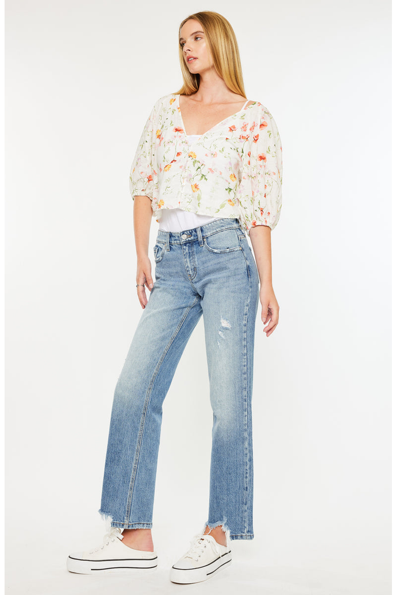 Thalia Mid Rise True Straight Leg Jeans, Alternate, color, Medium Wash