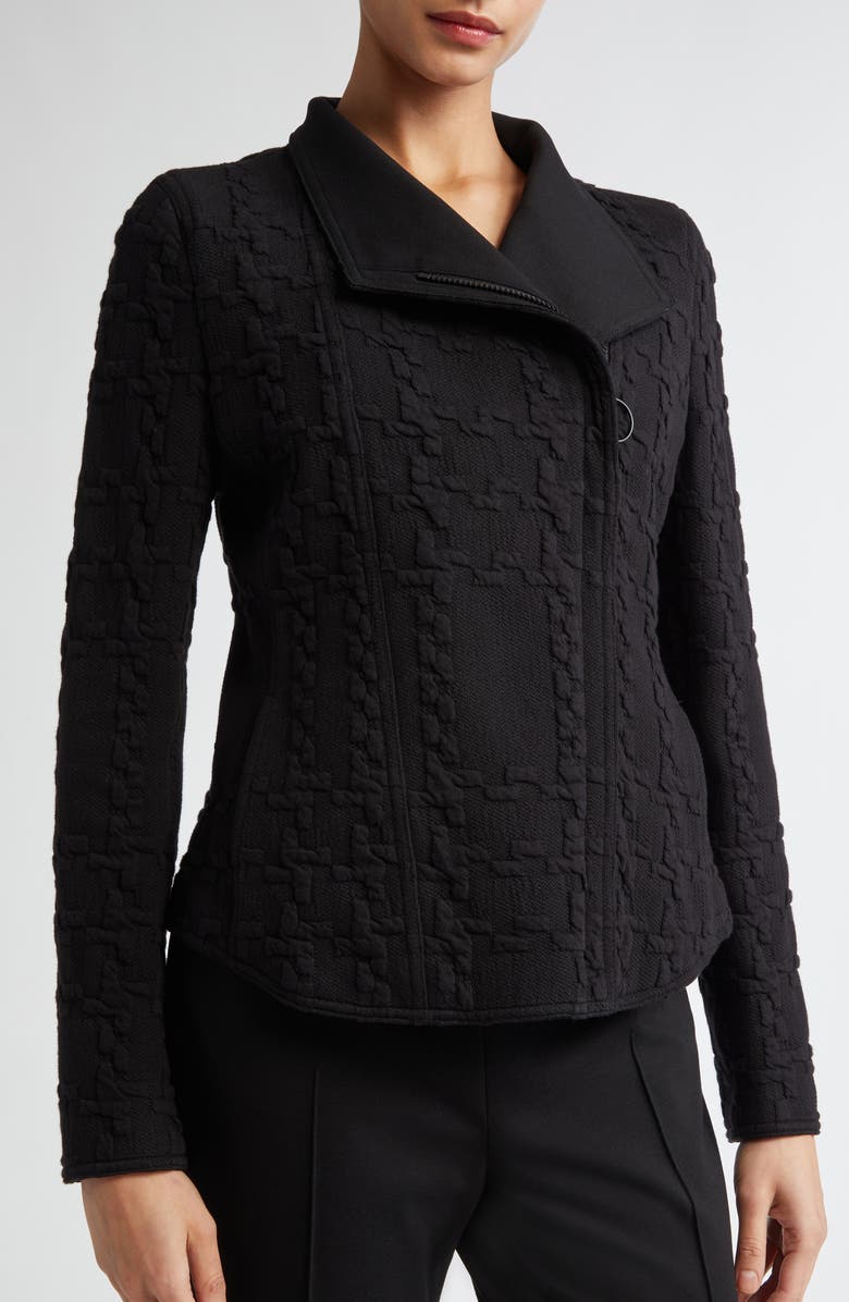 Akris punto Jacquard Biker Jacket, Alternate, color, 