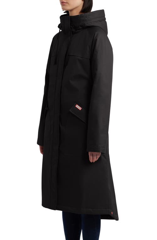 Hunter Jane Canvas Padded Longline Coat In Black