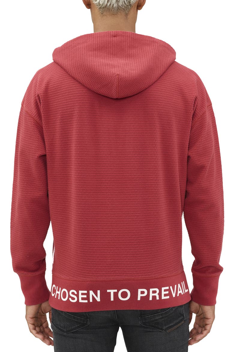 Logo Waffle Knit Pullover Hoodie, Alternate, color, ROSEWOOD