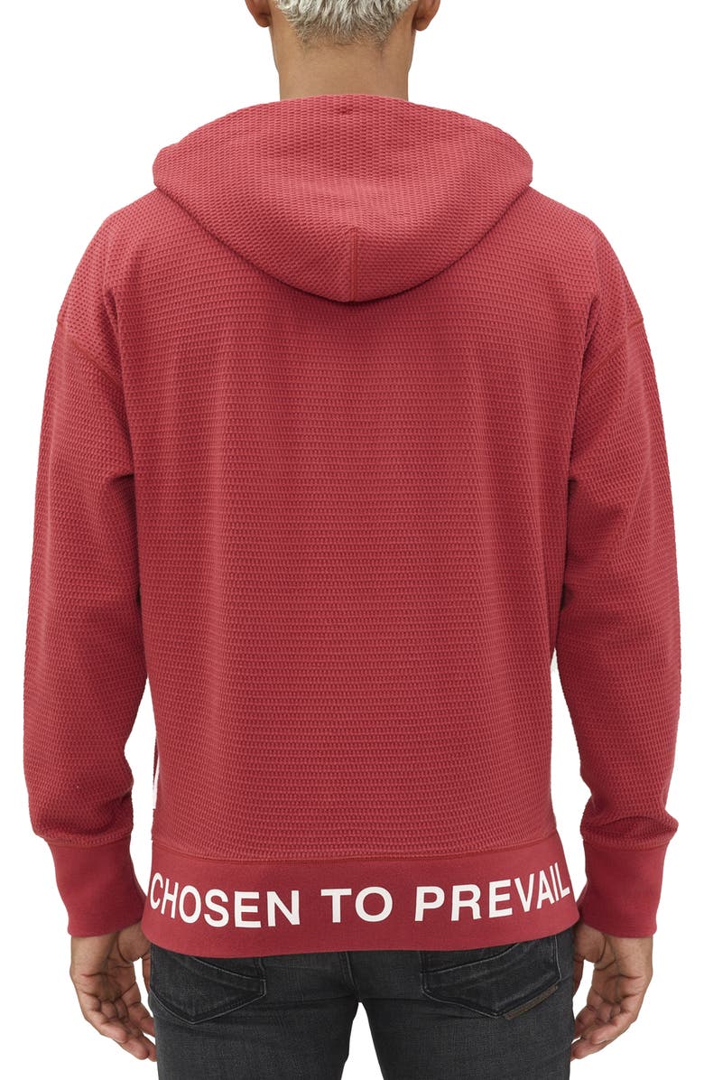 HVMAN Logo Waffle Knit Pullover Hoodie, Alternate, color, Rosewood