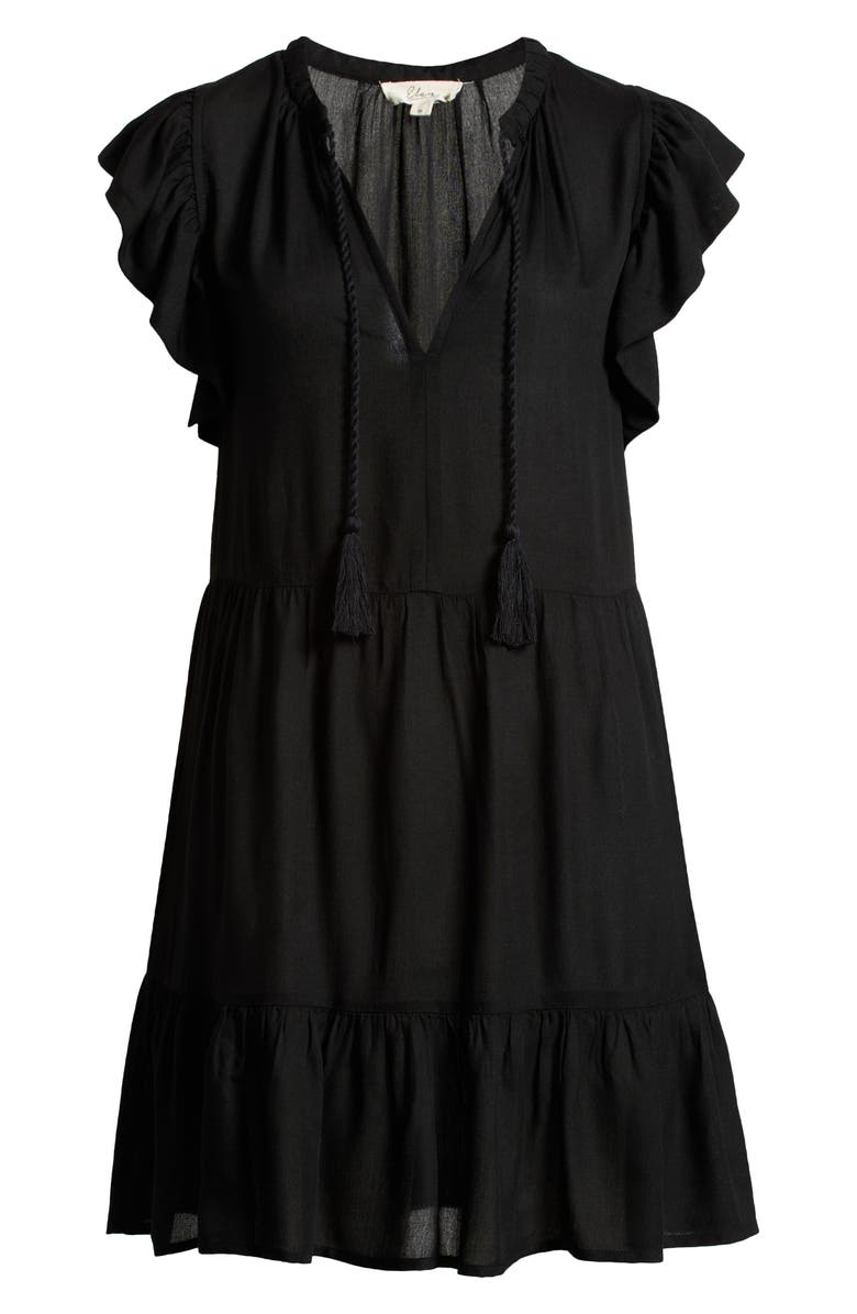 Elan Split Neck Ruffle Sleeve Cover-Up Dress, Alternate, color, 