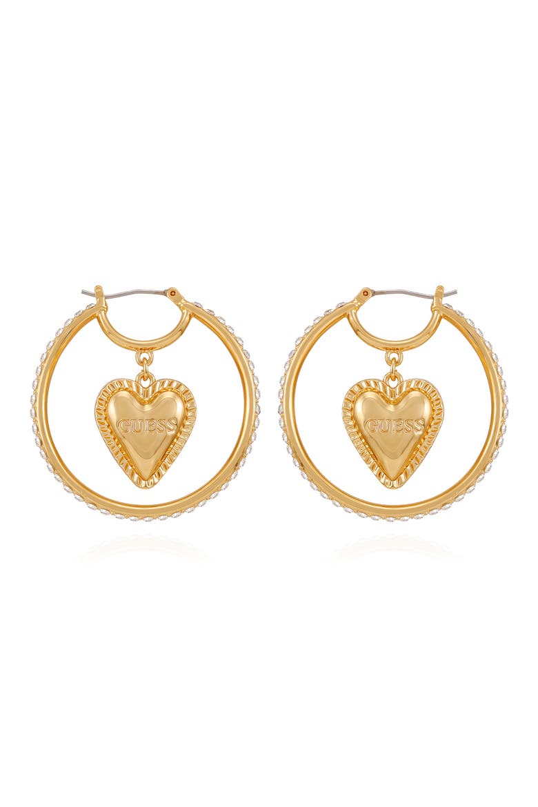 Heart Pavé Hoop Earrings, Main, color, GOLD TONE