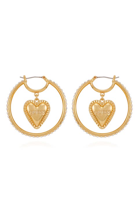 Heart Pavé Hoop Earrings