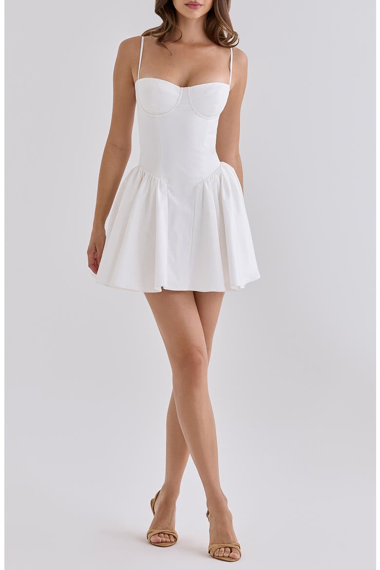 Samaria Corset Fit & Flare Dress, Main, color, WHITE