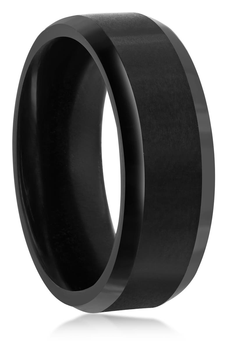 8mm Black Tungsten Ring, Alternate, color, BLACK