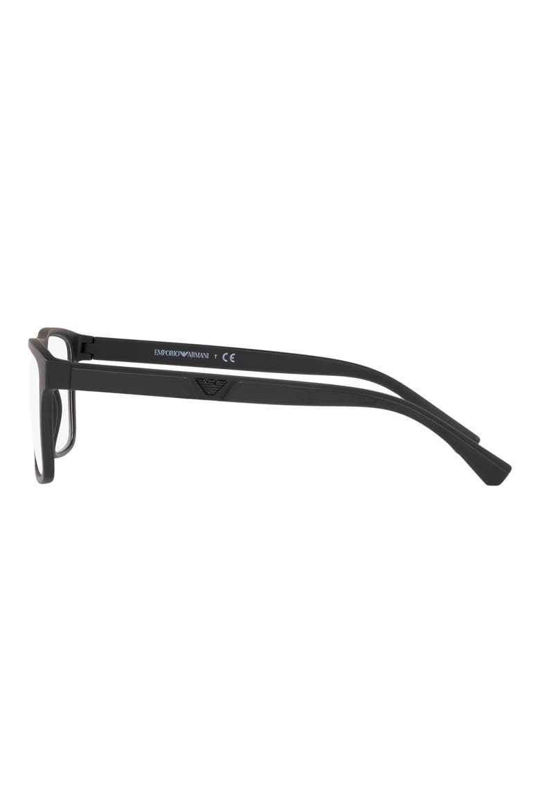 52mm Rectangle Optical Glasses, Alternate, color, MATTE BLACK / CLEAR