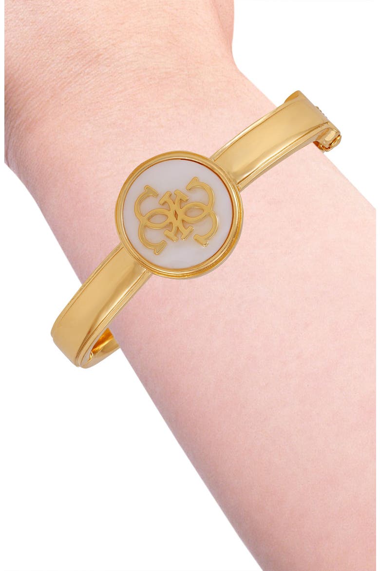 Enamel Logo Hinge Bracelet, Alternate, color, GOLD TONE