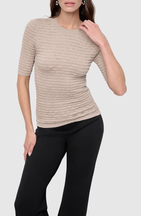 Textured Short Sleeve Knit Top