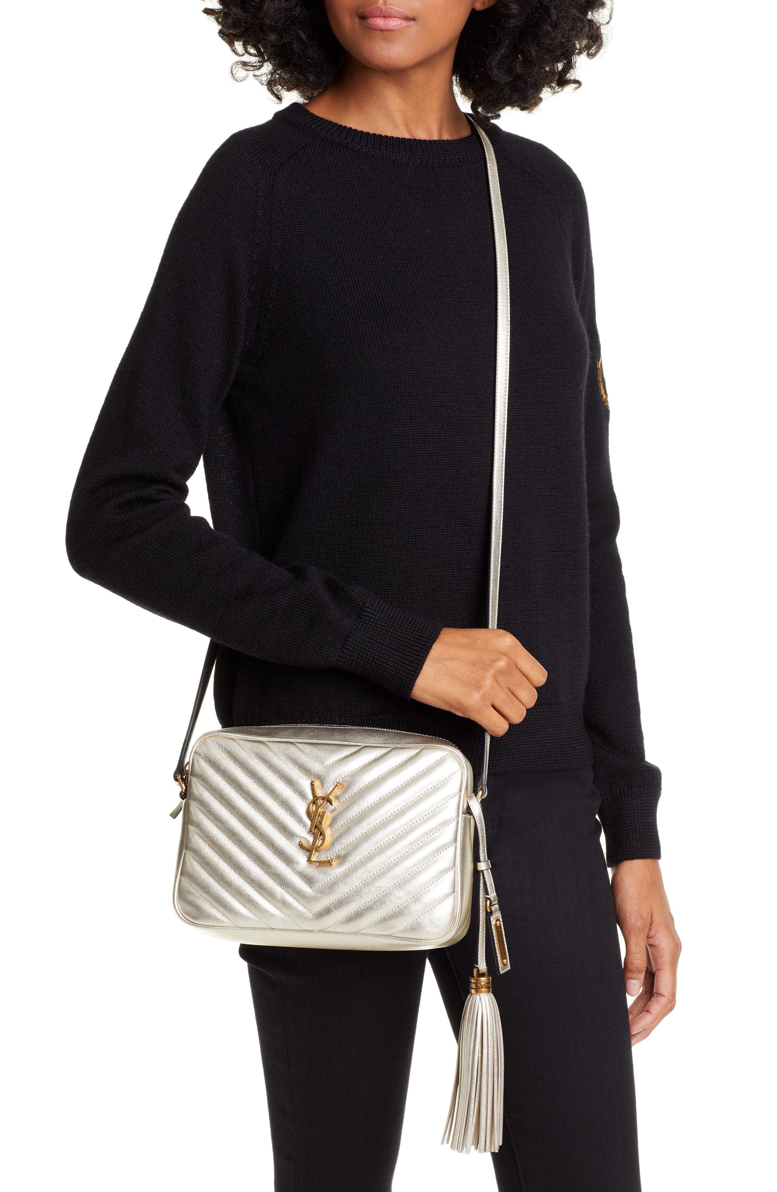 Saint Laurent Lou Quilted Metallic Leather Camera Bag, Alternate, color, 