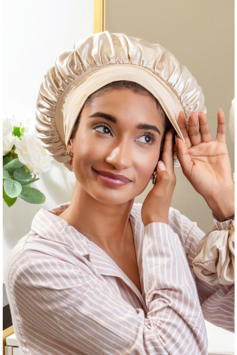 Halo Silk Bonnet, Alternate, color, CHAMPAGNE