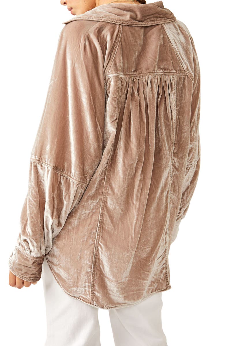 Free People Night Skies Velvet Button-Up Shirt, Alternate, color,