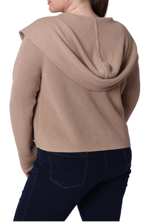 Minnie Rose Cotton & Cashmere Hooded Cardigan In Brown