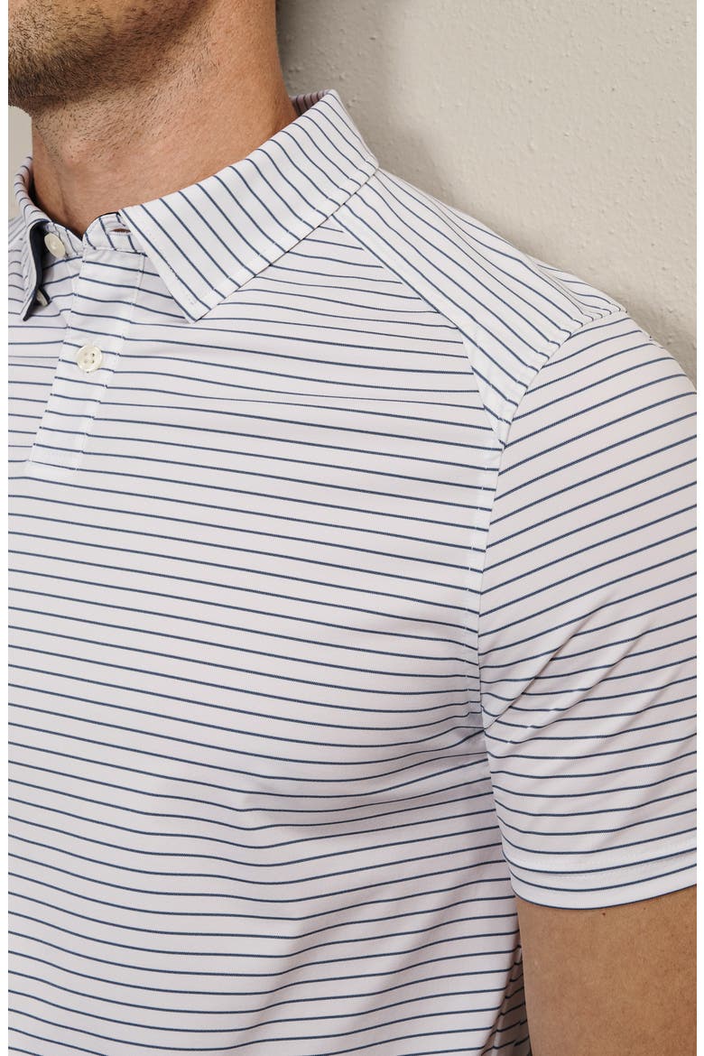 Commuter Stripe Slim Fit Performance Polo, Alternate, color, WHITE/ NAVY PINSTRIPE