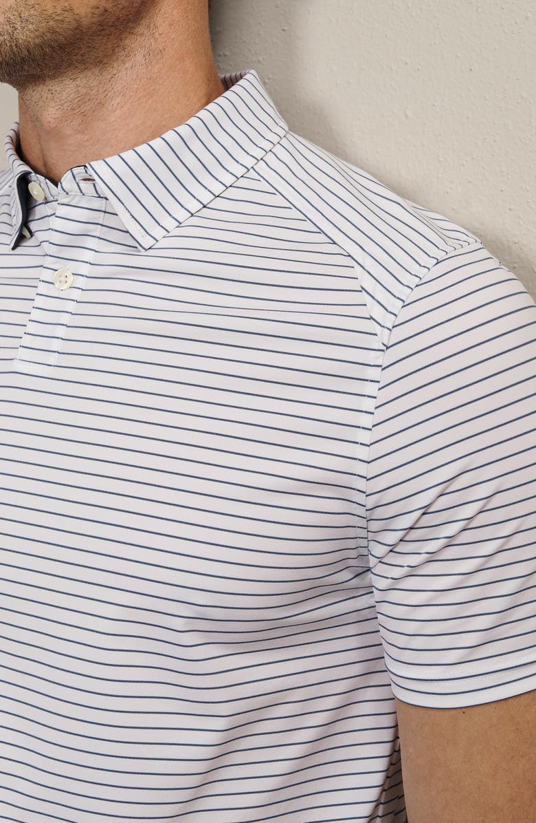 Rhone Commuter Stripe Slim Fit Performance Polo, Alternate, color, White/ Navy Pinstripe