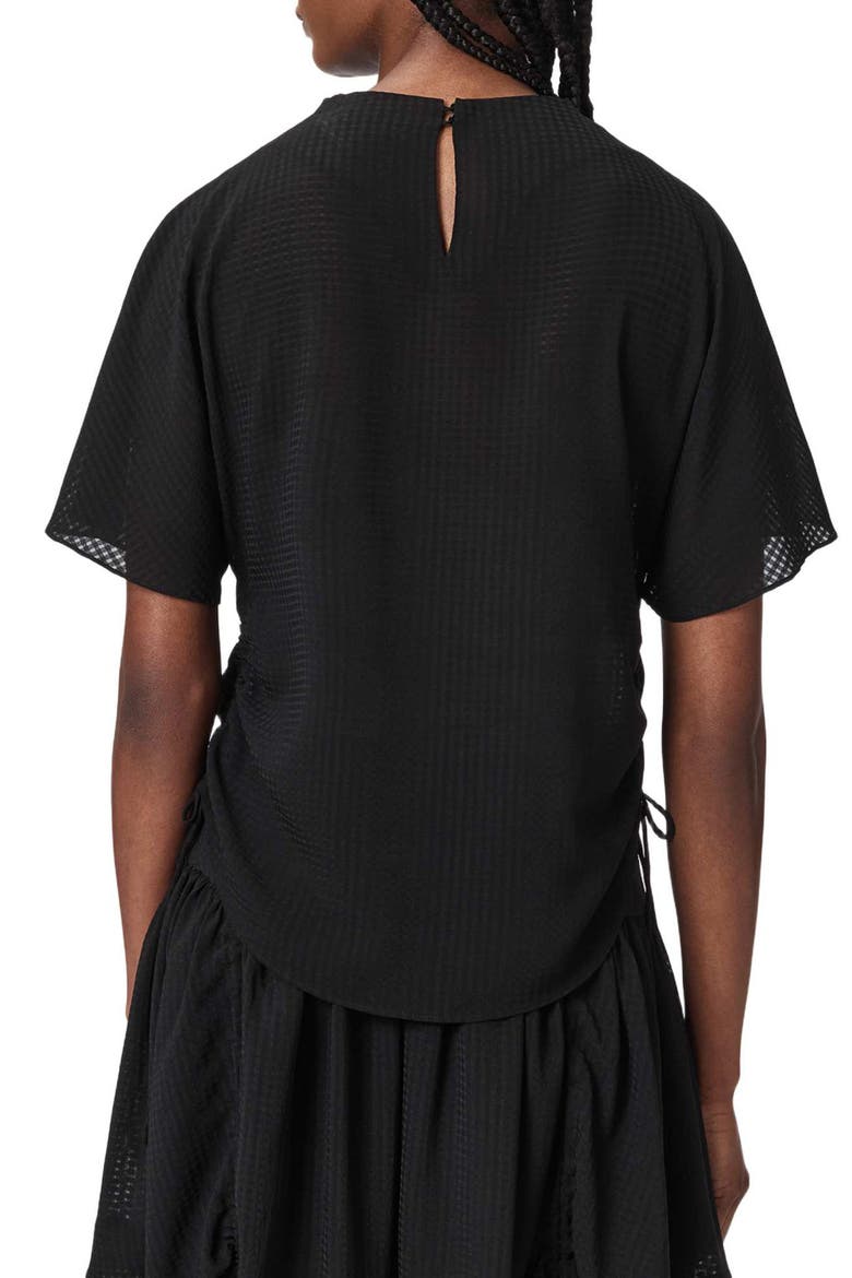 Leslie Check Side Tie Top, Alternate, color, BLACK