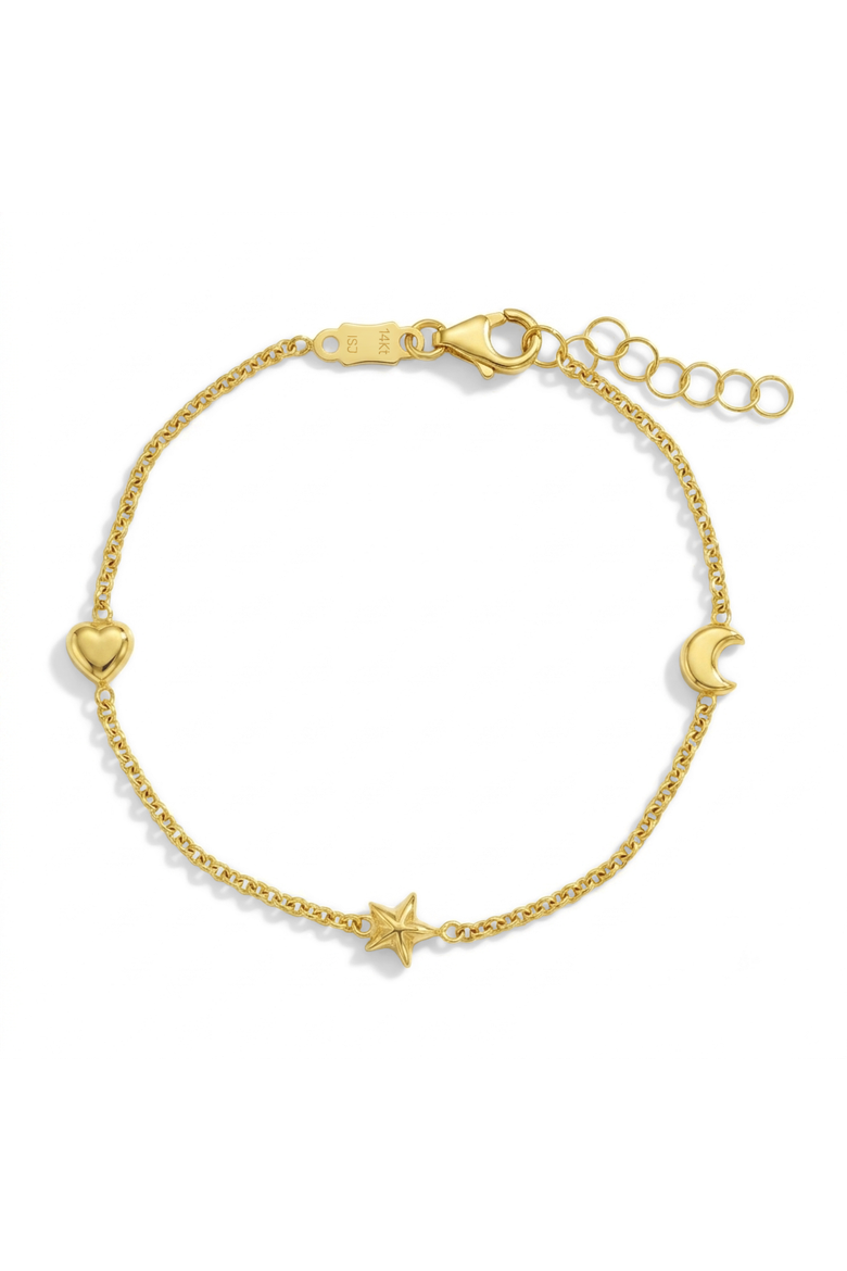 14k Polished Puffed Shapes Bracelet, Main, color, Gold