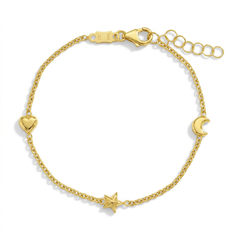 14k Polished Puffed Shapes Bracelet