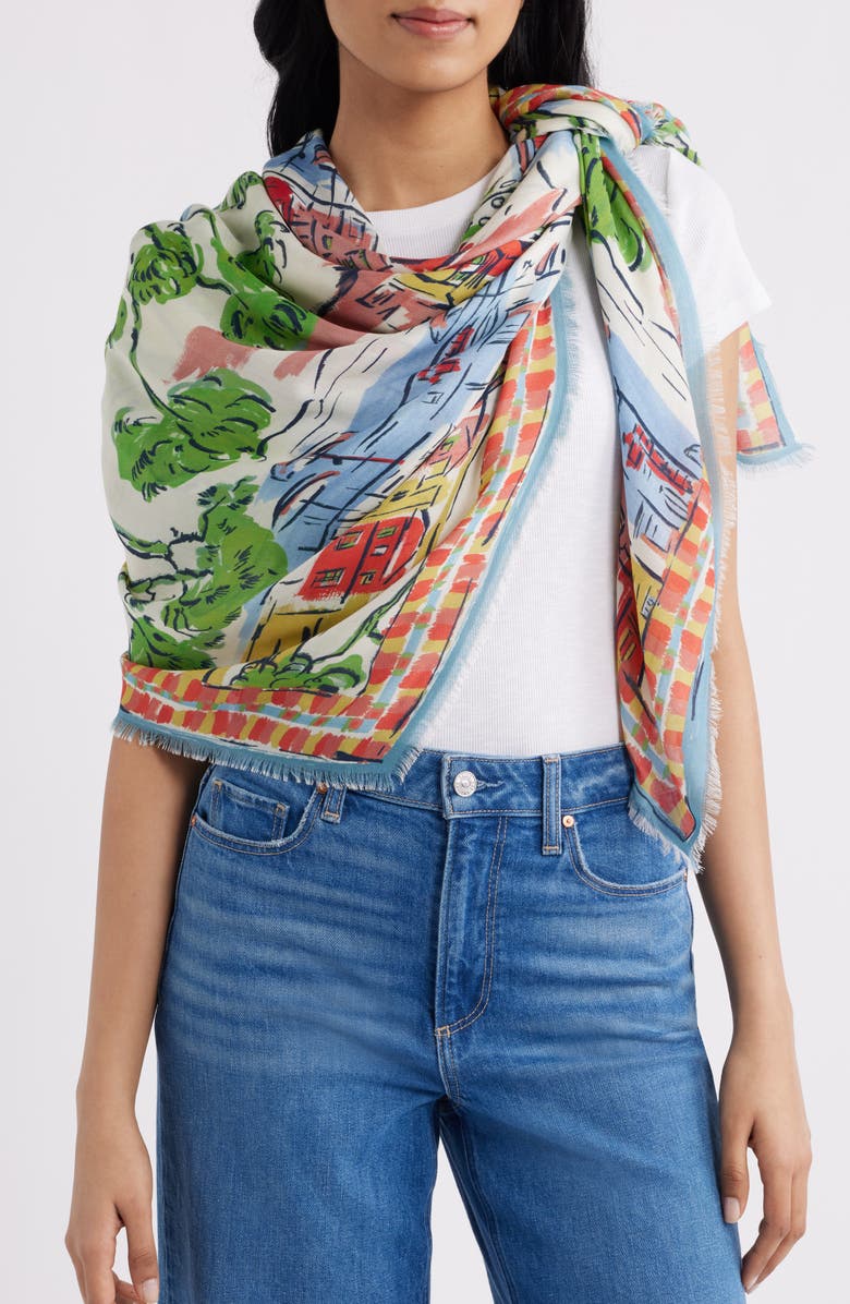 Echo Riviera Square Scarf, Main, color, White Multi