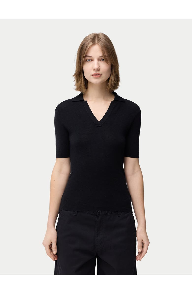 GOBI Mongolian Cashmere Cashmere Silk Women's Polo Shirt, Alternate, color, Black