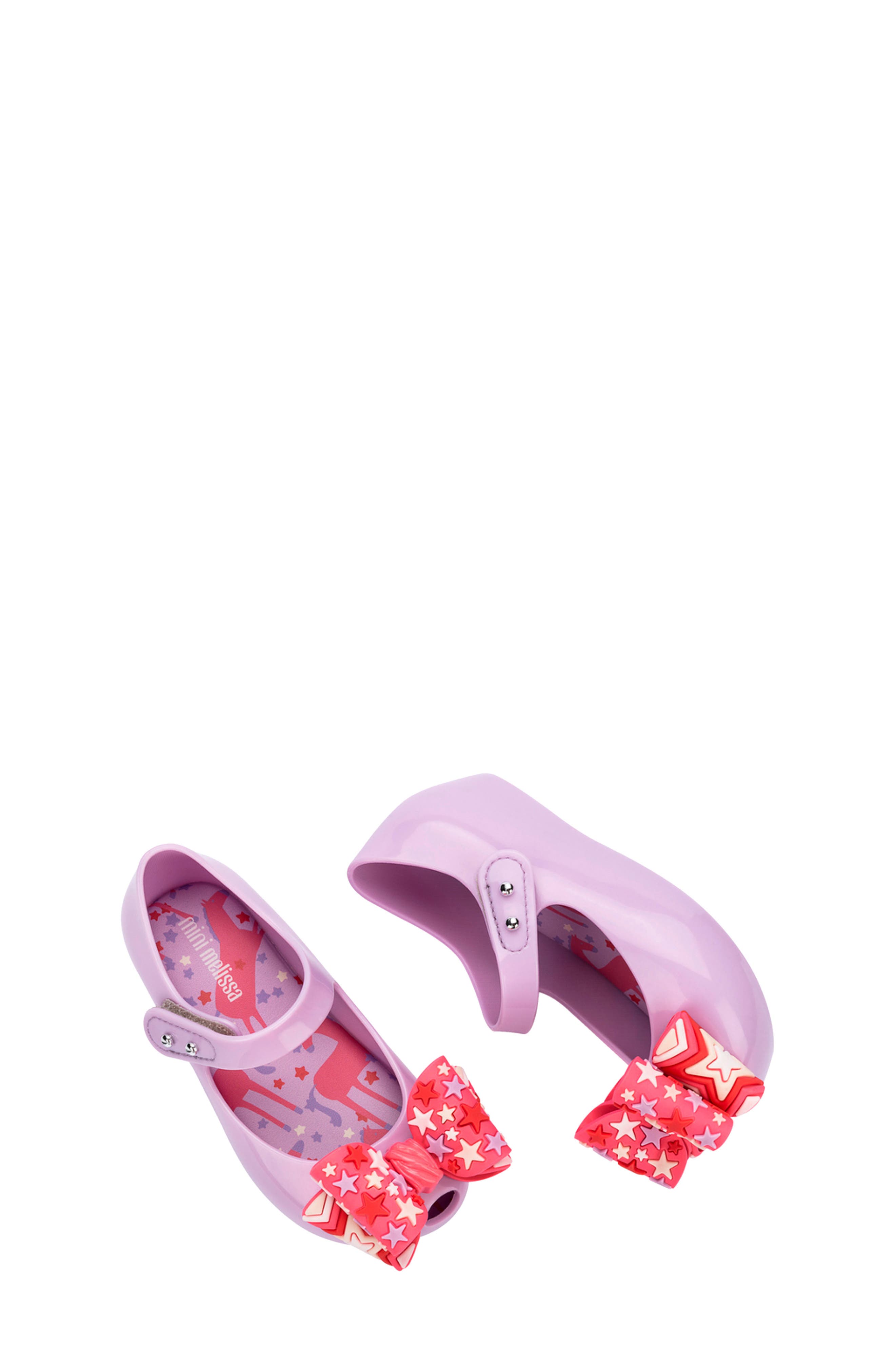 Mini Melissa Kids' Ultragirl Wonderland Mary Jane Flat, Alternate, color, Lilac/ Pink