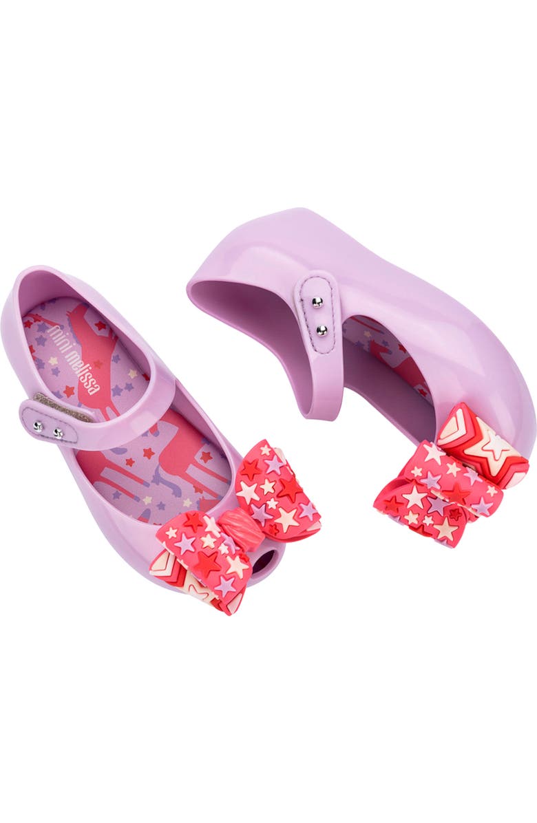 Mini Melissa Kids' Ultragirl Wonderland Mary Jane Flat, Alternate, color, Lilac/ Pink