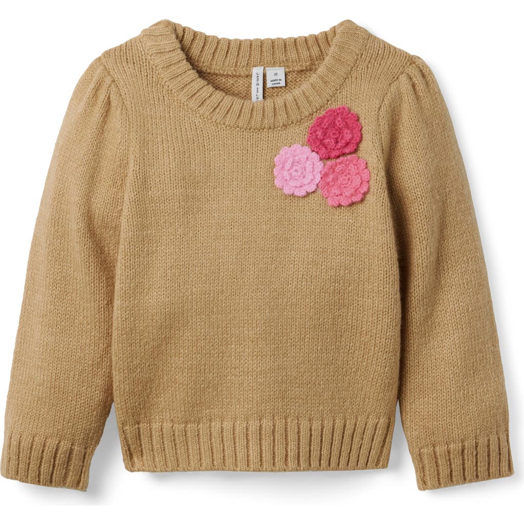 Janie And Jack Floral Applique Sweater In Green