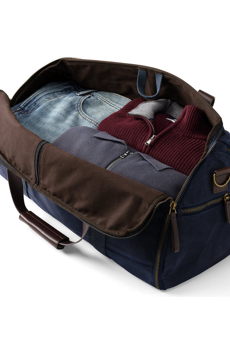 Lands' End Waxed Canvas Convertible Garment Duffle, Alternate, color, Radiant Navy