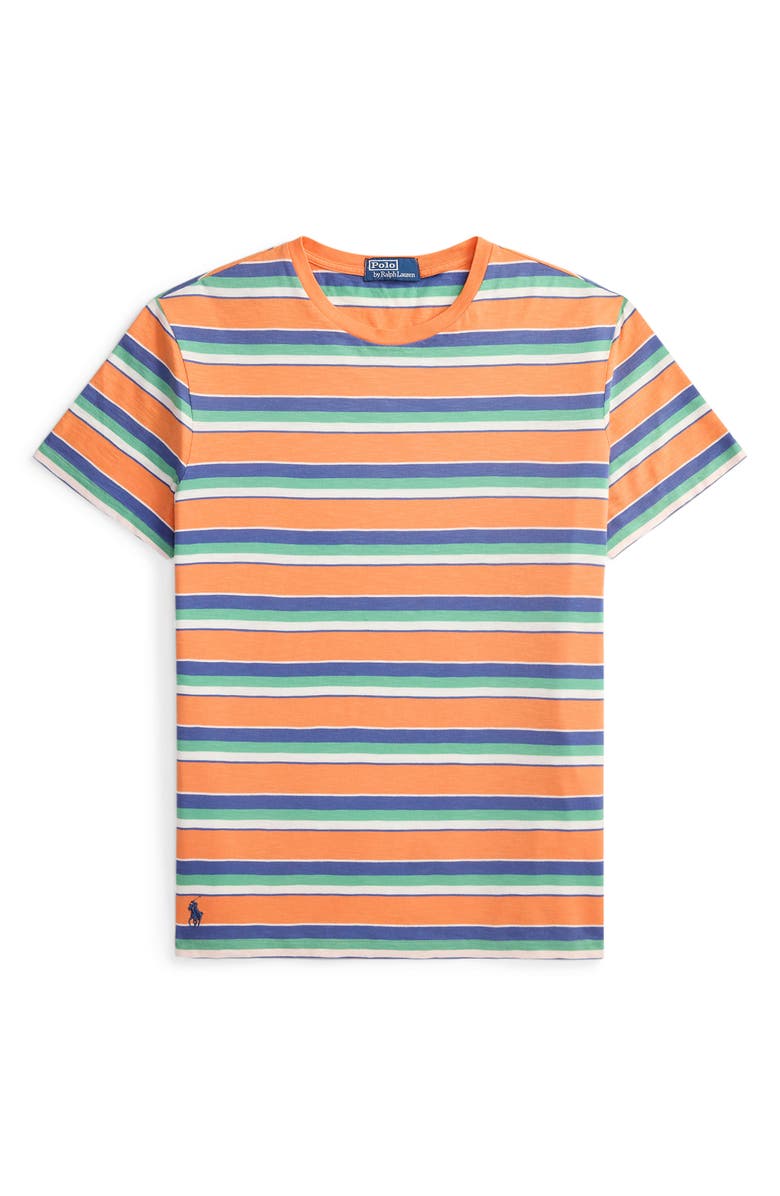 Polo Ralph Lauren Striped Standard Fit Cotton Jersey T-Shirt, Alternate, color, May Orange Multi