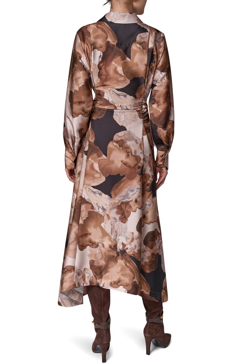 Long Sleeve Shirtdress with Tie Waist, Alternate, color, CAMEL MULT