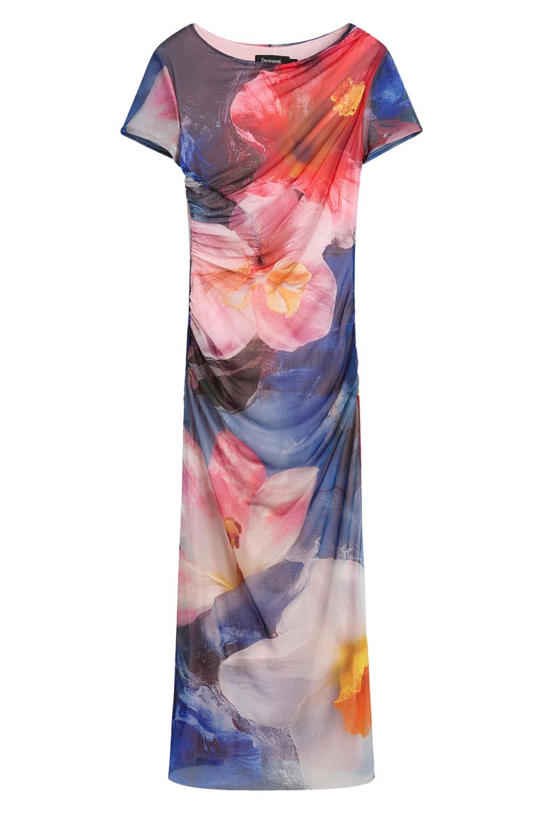 Floral Print Short Sleeve Dress, Alternate, color, MULTI