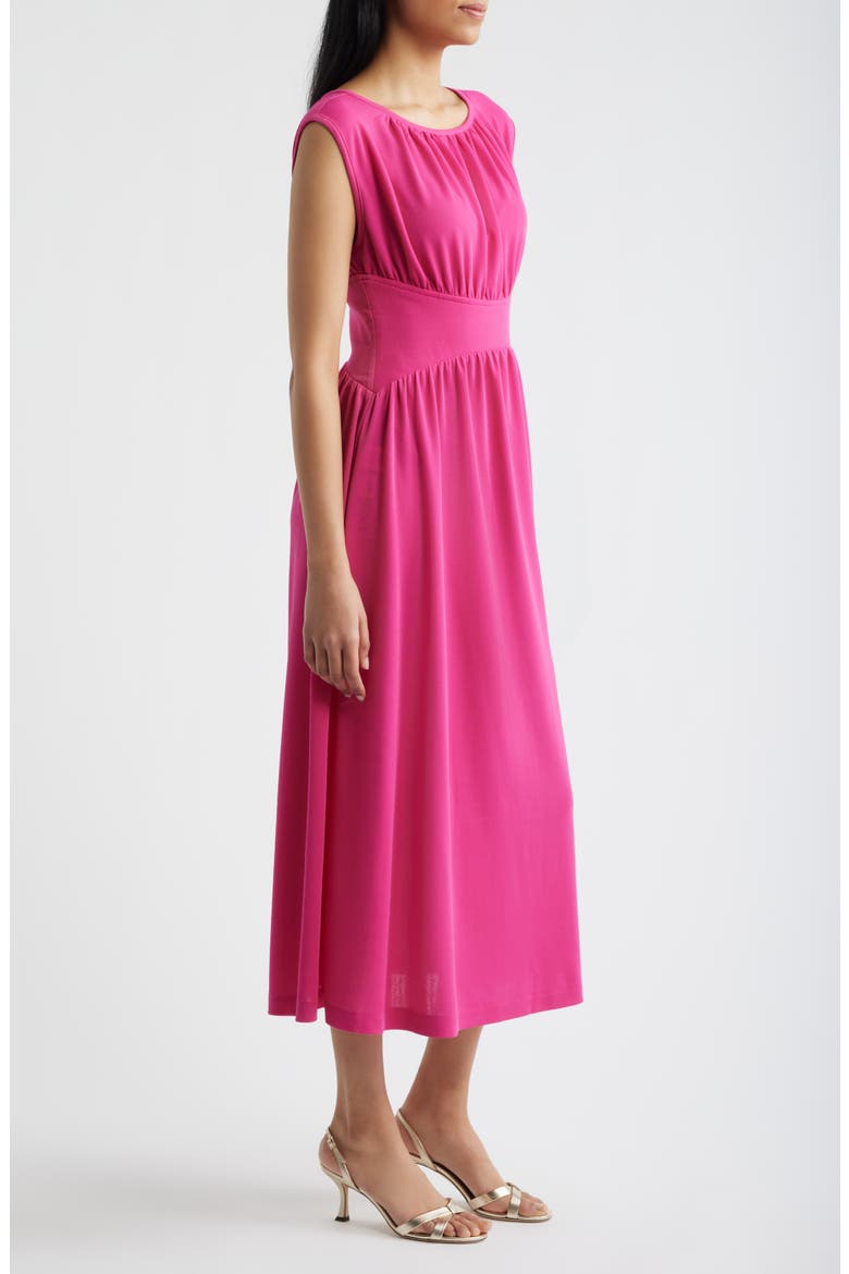 Pebble Shirred Midi Dress, Alternate, color, VIBRANT PINK