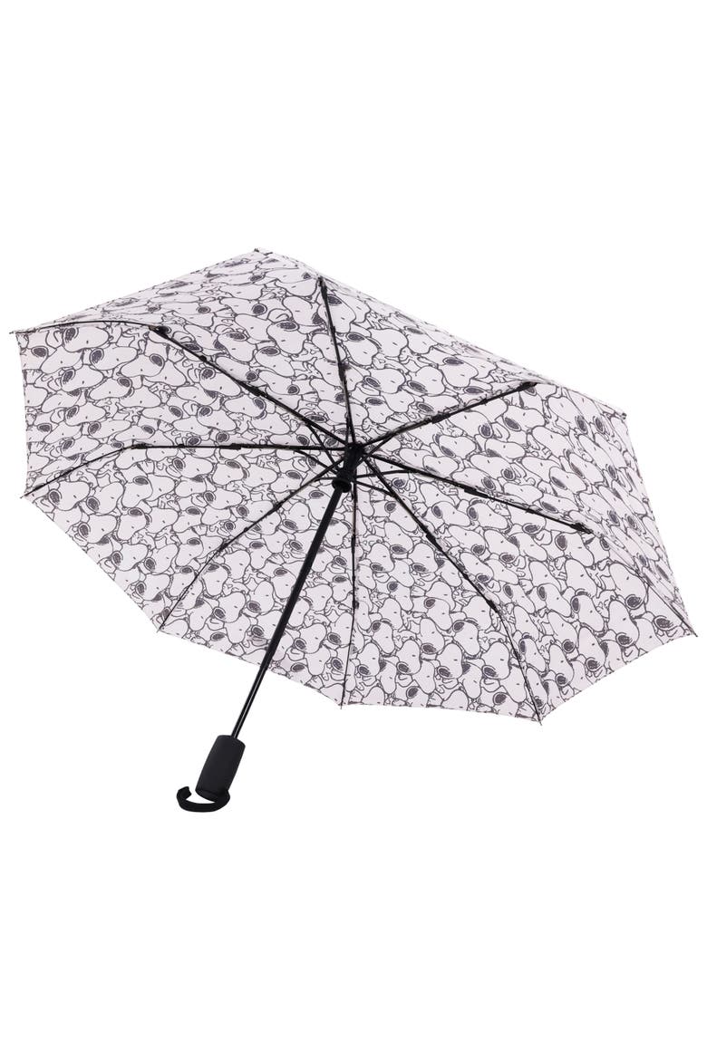 Allover Print Umbrella, Alternate, color, WHITE BLAC