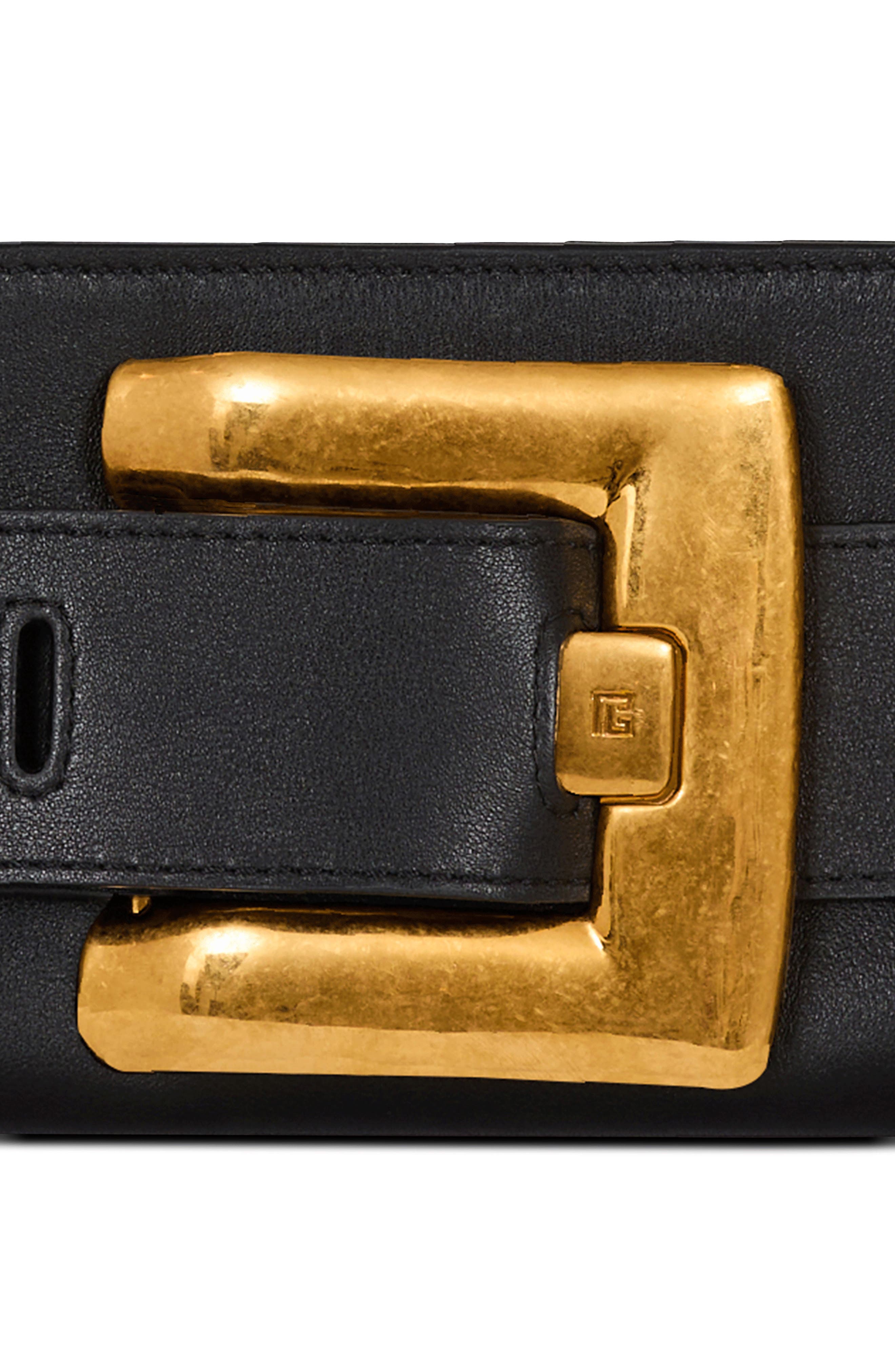 Balmain Anthem Leather Clutch, Alternate, color, 0Pa Black