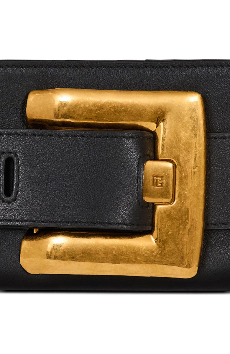 Balmain Anthem Leather Clutch, Alternate, color, 0Pa Black