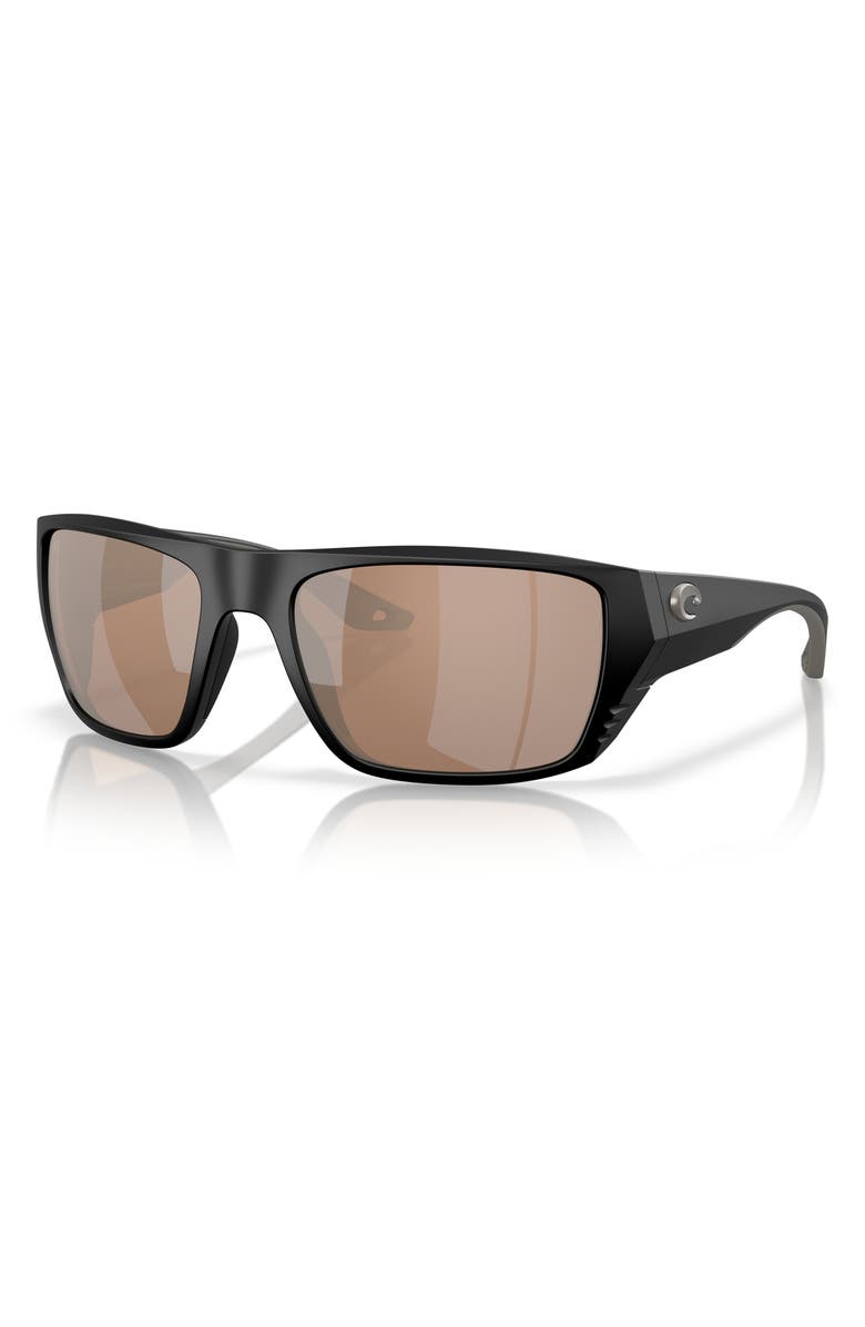 Costa Del Mar 59mm Polarized Square Sunglasses, Alternate, color, Black/ Copper Silver